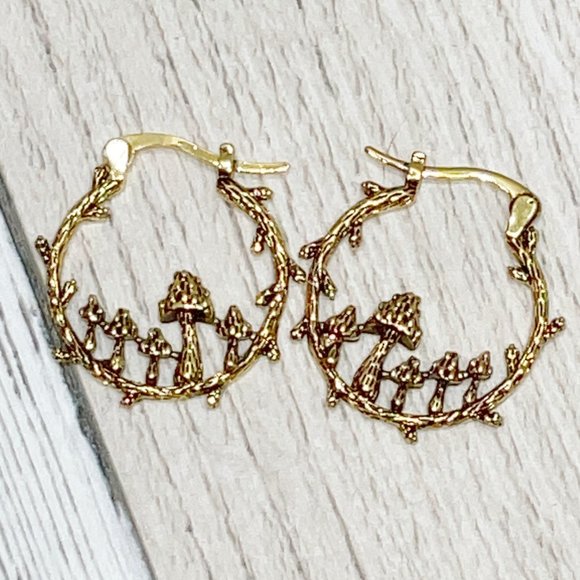 Mushroom Hoop Earrings - Picture 1 of 3